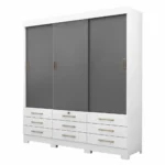 Guarda-Roupa Casal Flex 3 Portas 9 Gavetas New Tóquio Branco - Imagem 6