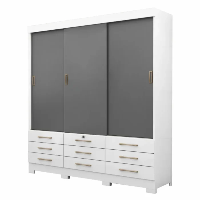 Guarda-Roupa Casal Flex 3 Portas 9 Gavetas New Tóquio Branco - Imagem 6