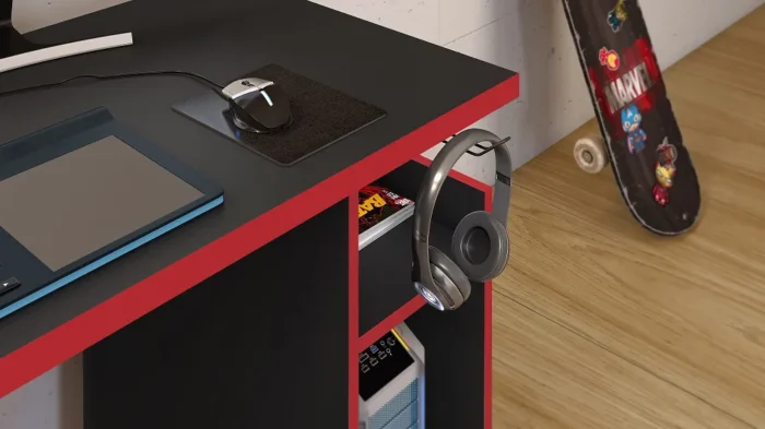Mesa Gamer London Preto e Vermelho - Imagem 2