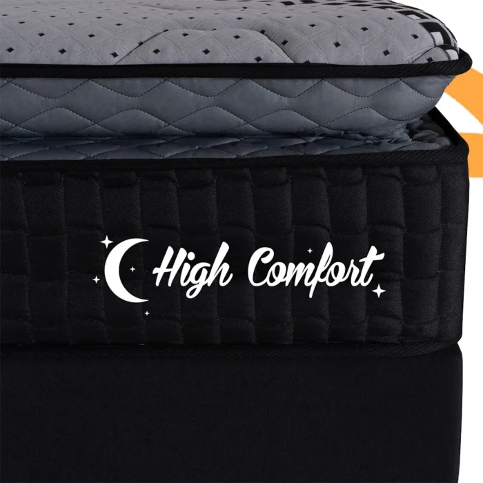 Colchão Queen High Comfort Pillow Preto Malha - Imagem 4