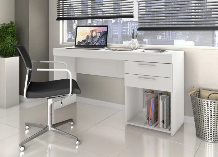 Mesa de Escritório 2 Gavetas Branco - Imagem 5
