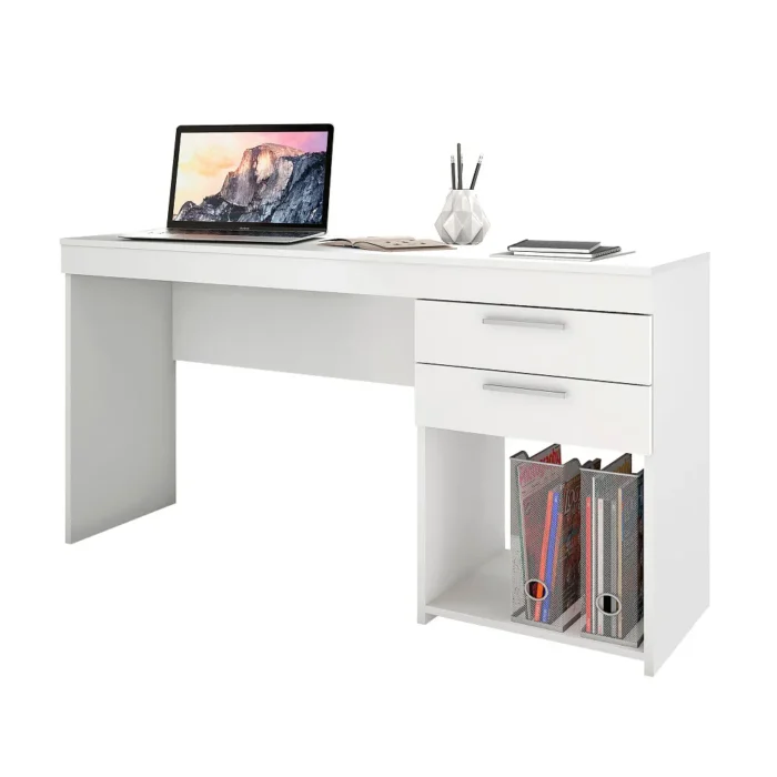 Mesa de Escritório 2 Gavetas Branco - Imagem 6