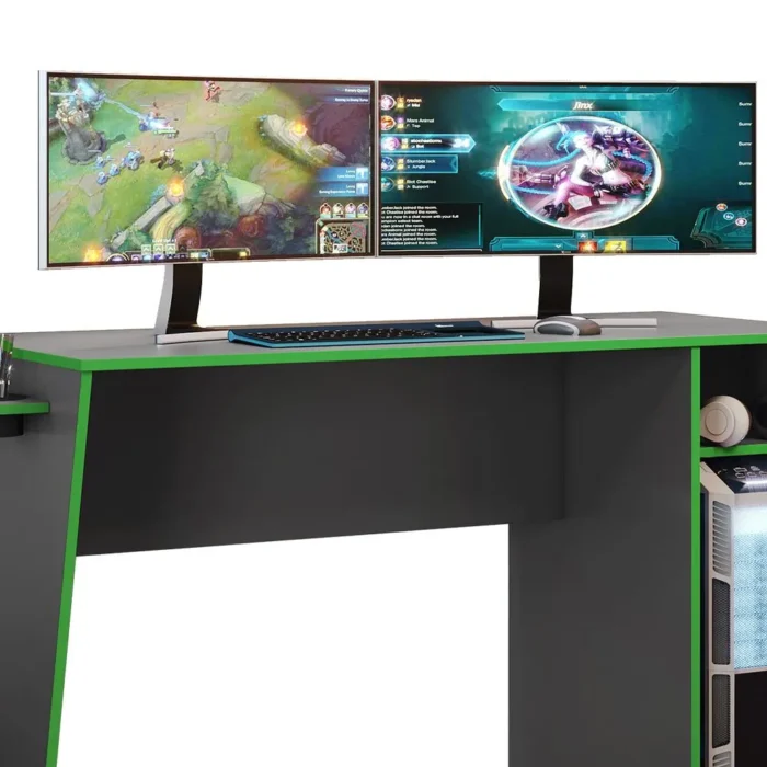 Mesa Gamer Cyber Grafite e Verde - Imagem 3