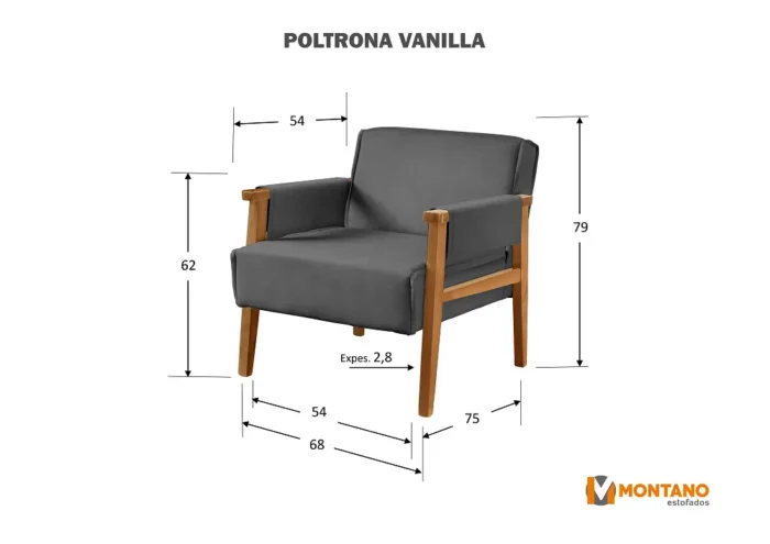 Poltrona Vanilla Veludo Grafite - Imagem 3