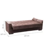 Sofá-Cama 3 Lugares Dinorá Veludo Marrom - Imagem 3