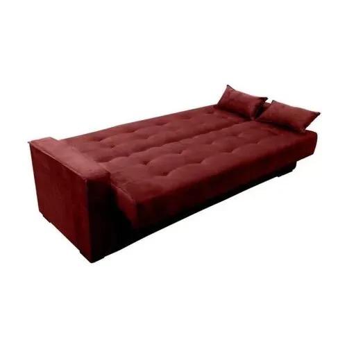 Sofá-Cama 3 Lugares Dinorá Veludo Vinho 222cm - Imagem 3