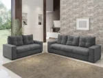 Conjunto de Sofá 2 e 3 Lugares Luminus Veludo Cinza - Imagem 2