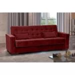 Sofá-Cama 3 Lugares Dinorá Veludo Vinho 222cm - Imagem 4
