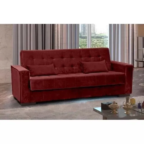 Sofá-Cama 3 Lugares Dinorá Veludo Vinho 222cm - Imagem 4