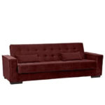 Sofá-Cama 3 Lugares Dinorá Veludo Vinho 222cm