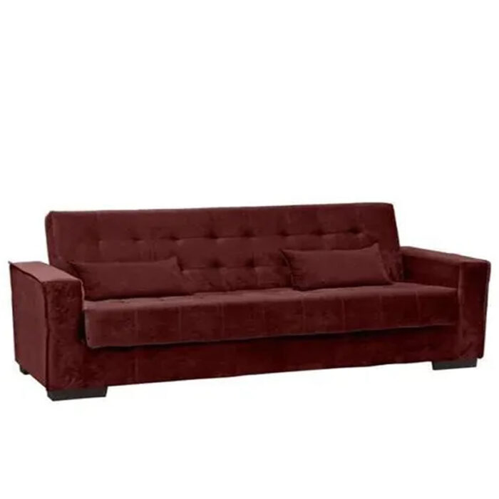 Sofá-Cama 3 Lugares Dinorá Veludo Vinho 222cm - Imagem 1