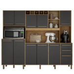 Cozinha Compacta 10 Portas 3 Gavetas  Grafite