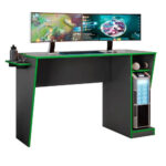 Mesa Gamer Cyber Grafite e Verde