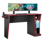 Mesa Gamer Cyber Grafite e Vermelho