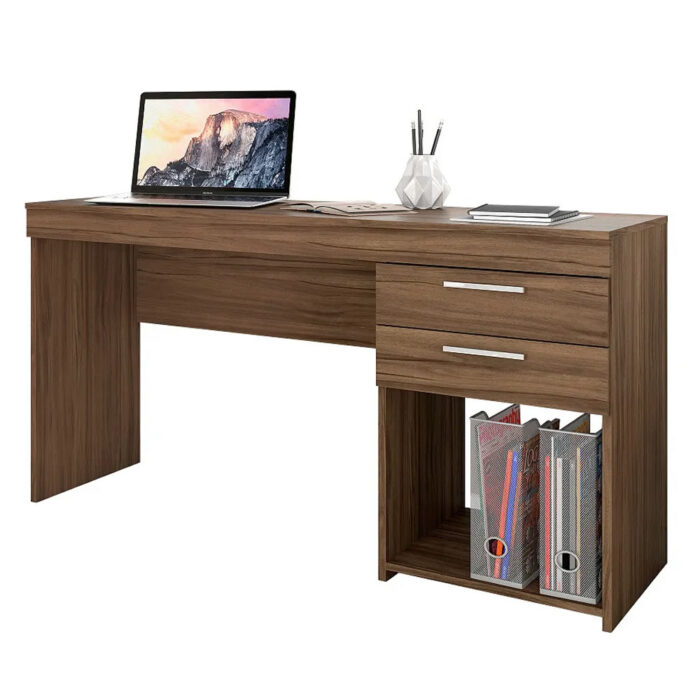 Mesa de Escritório 2 Gavetas Nogal - Imagem 1