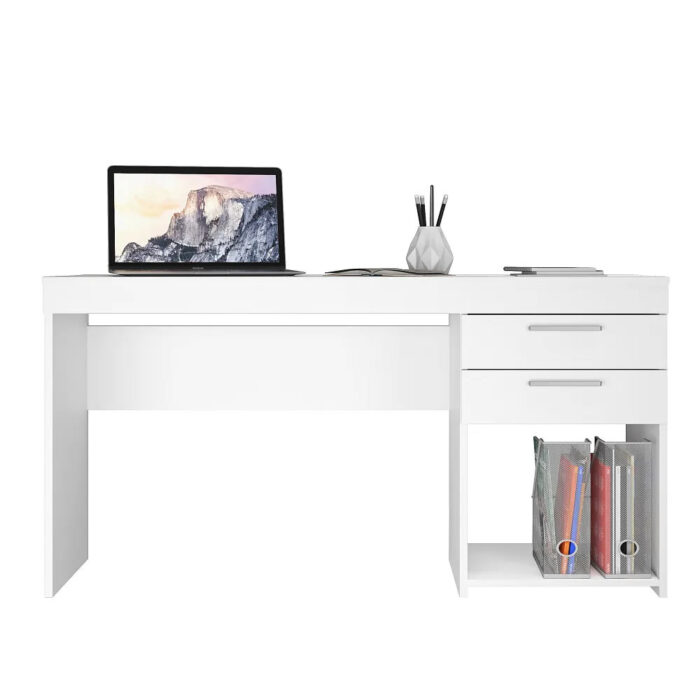 Mesa de Escritório 2 Gavetas Branco - Imagem 1