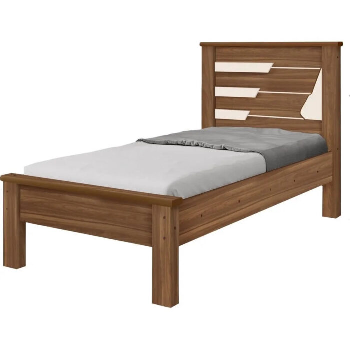 Cama Solteiro Barcelona Rovere e Off White - Imagem 1