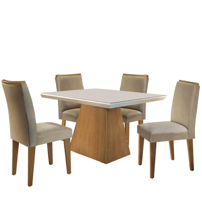 Mesa de Jantar Retangular Com Tampo de Vidro Luna - Imagem 1