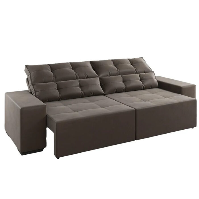 Sofá 4 Luagres Retrátil e Reclinável Bell Café 230cm - Imagem 1